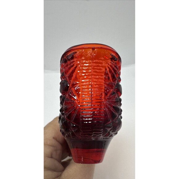 VTG USA Fenton Colonial Green Hobnail Slipper Shoe Ruby Red Daisy and Button - Picture 10 of 11